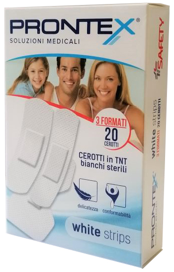 CEROTTO PRONTEX WHITE STRIPS IN TESSUTO NON TESSUTO BIANCO STERILE 3 FORMATI 20 PEZZI - UniversoFarmacie.it