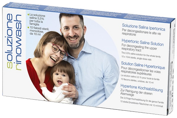 RINOWASH SOLUZIONE SALINA IPERTONICA PER PULIZIA NASO 10 FIALE RICHIUDIBILI X 10 ML - UniversoFarmacie.it