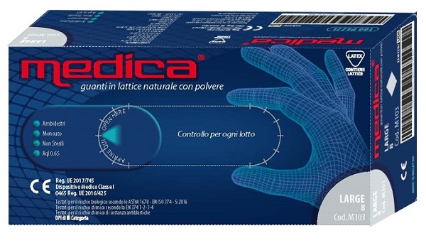 MEDICA GUANTO LATTICE N/STERILE CON POLVERE DM MISURA L 100 PEZZI - UniversoFarmacie.it