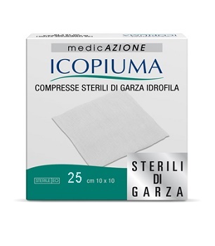 ICOPIUMA GARZA COMPRESSA IDROFILA 10X10CM 25 PEZZI - UniversoFarmacie.it