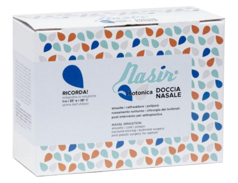 NASIR LAVAGGIO NASALE SOLUZIONE FISIOLOGICA ISOTONICA STERILE SCATOLA CON 4 SACCHE 500ML 4 BLISTER 1 VENTOSA - UniversoFarmacie.it