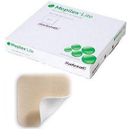 SCHIUMA DI POLIURETANO ASSORBENTE SOTTILE CON STRATO DI CONTATTO IN SILICONE MORBIDO MEPILEX LITE 15X15 5 PEZZI - UniversoFarmacie.it