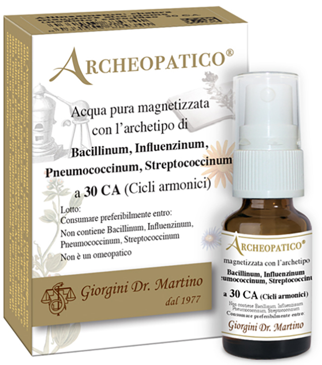 ARCHEOPATICO ACQUA PURA MAGNETIZZATA CON ARCHETIPO BACILLINUM INFLUENZINUM PNEUMOCOCCINUM STREPTOCOCCINUM A 30 CICLI ARMONICI 10 ML - UniversoFarmacie.it