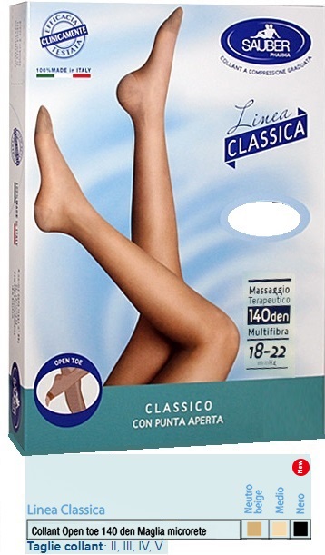 SAUBER COLLANT OPEN TOE MAGLIA MICRORETE 140 DEN COLORE NEUTRO BEIGE 5 LINEA CLASSICA - UniversoFarmacie.it