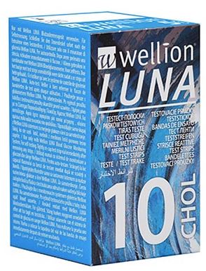 WELLION LUNA 10 STRIPS STRISCE PER MISURAZIONE COLESTEROLO - UniversoFarmacie.it