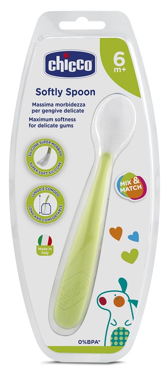 CHICCO CUCCHIAIO MORBIDO SILICONE 6M+ VERDE UP - UniversoFarmacie.it
