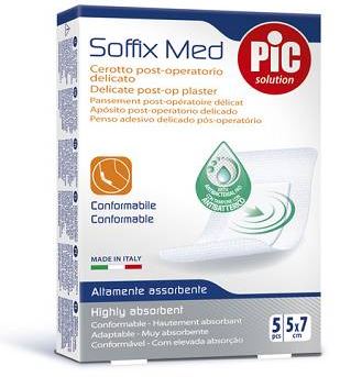 CEROTTO PIC SOFFIX MED IN TNT CON TAMPONE CENTRALE ASSORBENTE STERILE MONOUSO 5X7 CM ANTIBATTERICO 5 PEZZI - UniversoFarmacie.it
