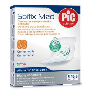 CEROTTO PIC SOFFIX MED IN TNT CON TAMPONE CENTRALE ASSORBENTE STERILE MONOUSO 10X6 CM ANTIBATTERICO 5 PEZZI - UniversoFarmacie.it