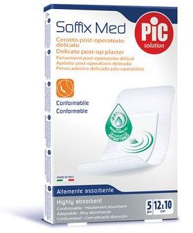 CEROTTO PIC SOFFIX MED IN TNT CON TAMPONE CENTRALE ASSORBENTE STERILE MONOUSO 10X12 CM ANTIBATTERICO 5 PEZZI - UniversoFarmacie.it
