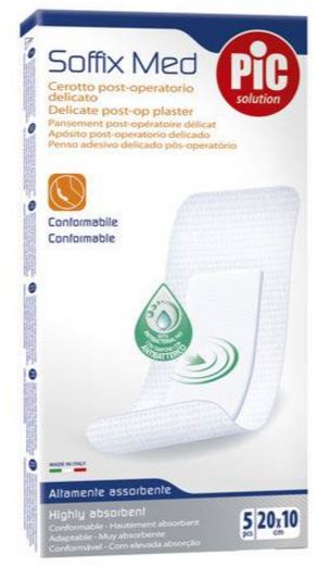 CEROTTO PIC SOFFIX MED IN TNT CON TAMPONE CENTRALE ASSORBENTE STERILE MONOUSO 10X20 CM ANTIBATTERICO 5 PEZZI - UniversoFarmacie.it