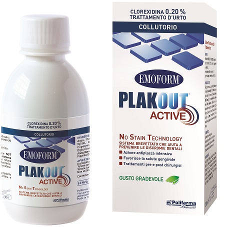 EMOFORM PLAK OUT ACTIVE CLOREXIDINA 0,20% COLLUTORIO 200 ML - UniversoFarmacie.it