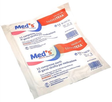 GARZA COMPRESSA IDROFILA MEDS FARMATEXA 12/8 20X20CM 25 PEZZI - UniversoFarmacie.it