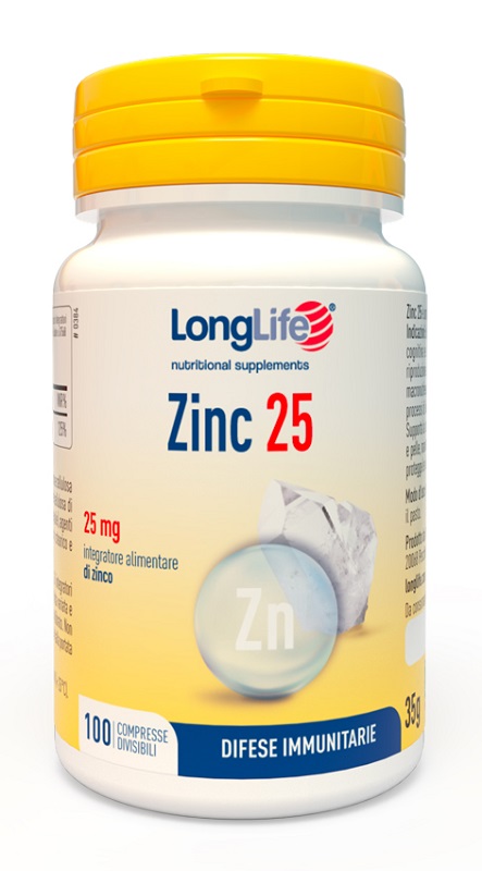 LONGLIFE ZINC 25 MG 100 COMPRESSE DIVISIBILI - UniversoFarmacie.it