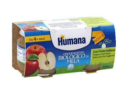 HUMANA OMOGENEIZZATO MELA BIO 2 VASETTI 100G - UniversoFarmacie.it