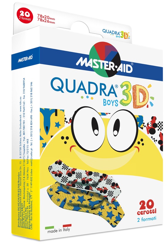 CEROTTO MASTER-AID QUADRA 3D BOYS 20 PEZZI ASSORTITI - UniversoFarmacie.it