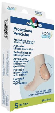 IDROCOLLOIDE MASTER-AID FOOTCARE VESCICHE TALLONE 69X44 MM 5 PEZZI A1 - UniversoFarmacie.it