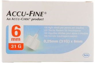 AGO PER PENNA DA INSULINA ACCU-FINE PEN NEEDLE ACCU-CHEK GAUGE 31 X 6MM 100 PEZZI - UniversoFarmacie.it