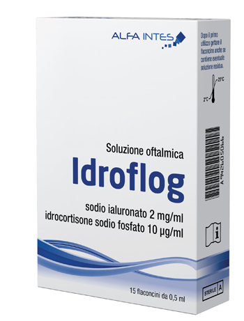 SOLUZIONE OFTALMICA IDROFLOG A BASE DI IALURONATO DI SODIO E IDROCORTISONE SODIO FOSFATO 15 FLACONCINI DA 0,5 ML - UniversoFarmacie.it