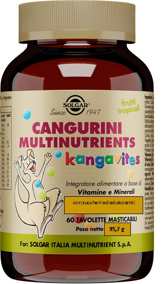 CANGURINI MULTINUTRIENTS FRUTTI TROPICALI 60 TAVOLETTE - UniversoFarmacie.it