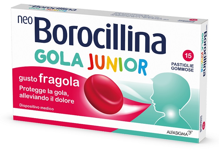 NEOBOROCILLINA GOLA JUNIOR 15 PASTIGLIE GUSTO FRAGOLA - UniversoFarmacie.it