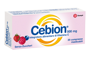 CEBION MASTICABILE SENZA ZUCCHERO VITAMINA C 500 MG 20 COMPRESSE - UniversoFarmacie.it