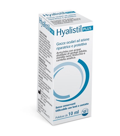 GOCCE OCULARI HYALISTIL PLUS ACIDO IALURONICO 0,4% ACQUA DISTILLATA DI GINKGO BILOBA + MIRTILLO NERO + FINOCCHIO + CENTELLA ASIATICA 10 ML - UniversoFarmacie.it