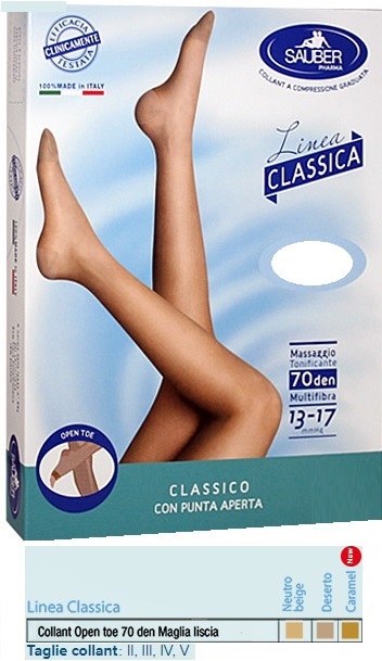 SAUBER COLLANT OPEN TOE MAGLIA LISCIA 70 DEN COLORE NEUTRO BEIGE TAGLIA 2 LINEA CLASSICA - UniversoFarmacie.it