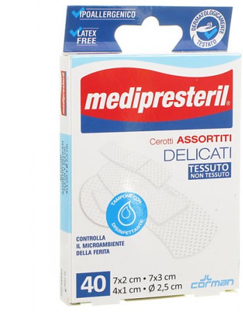 MEDIPRESTERIL CEROTTI DELICATI ASSORTITI 4 FORMATI 40 PEZZI - UniversoFarmacie.it