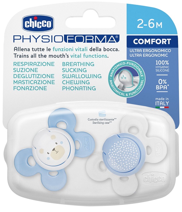 CHICCO SUCCHIETTO COMFORT BOY SILICONE 2-6 MESI 2 PEZZI - UniversoFarmacie.it