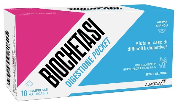 BIOCHETASI DIGESTIONE POCKET 18 COMPRESSE MASTICABILI - UniversoFarmacie.it