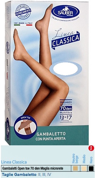 SAUBER GAMBALETTO OPEN TOE MAGLIA MICRORETE 70 DEN COLORE NERO TAGLIA 4 LINEA CLASSICA - UniversoFarmacie.it