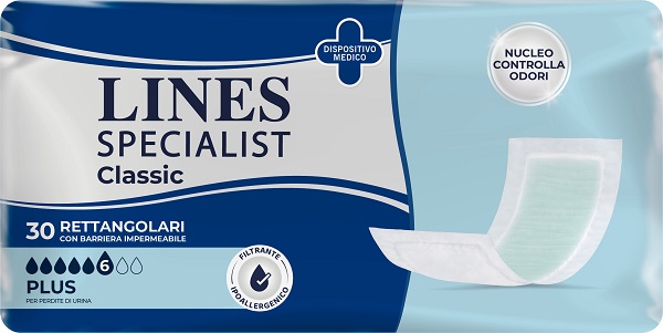 PANNOLONE LINES SPECIALIST CLASSIC RETTANGOLARE CON BARRIERA 30 PEZZI - UniversoFarmacie.it