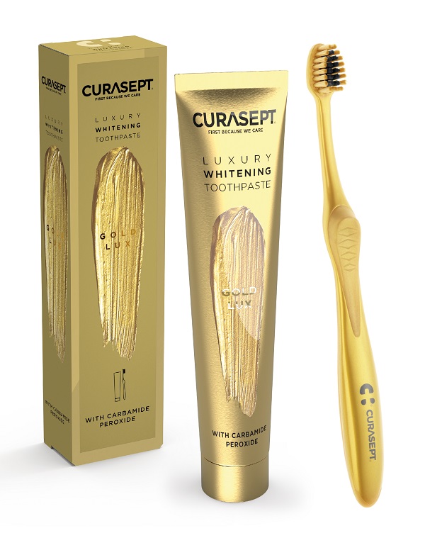 CURASEPT GOLD LUXURY WHITENING DENTIFRICIO 75 ML + SPAZZOLINO - UniversoFarmacie.it