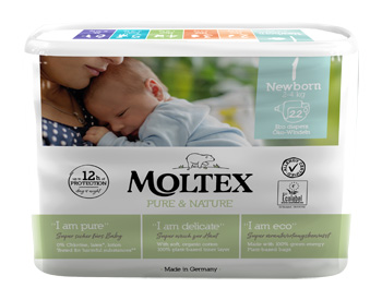 PANNOLINI MOLTEX PURE & NATURE NEW BORN 2-5 KG TAGLIA 1 22 PEZZI - UniversoFarmacie.it
