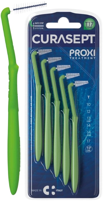 SCOVOLINO CURASEPT PROXI ANGLE MISURA T17 CONICO ISO 5 VERDE DIAMETRO 1,7 MM 5 PEZZI - UniversoFarmacie.it