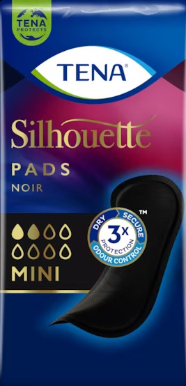 ASSORBENTE NERO INCONTINENZA LEGGERA TENA SILHOUETTE NOIR MINI 18 PEZZI - UniversoFarmacie.it