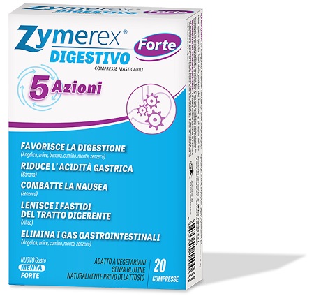 ZYMEREX DIGESTIVO FORTE 5 AZIONI 20 COMPRESSE MASTICABILI - UniversoFarmacie.it