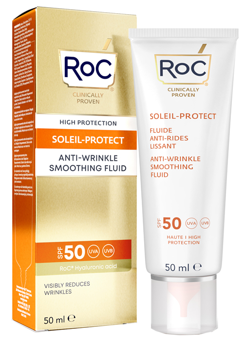 ROC FLUIDO SOLARE VISO SPF 50+ ANTI-RUGHE LEVIGANTE  50 ML - UniversoFarmacie.it
