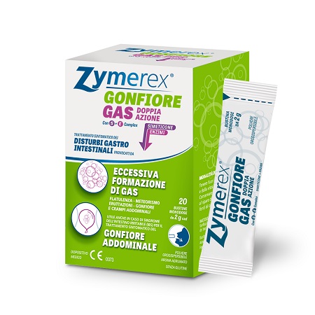 ZYMEREX GONFIORE GAS DOPPIA AZIONE CON S+E COMPLEX 20 BUSTINE MONODOSE DA 2 G - UniversoFarmacie.it