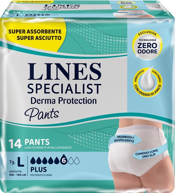 PANNOLONE PER INCONTINENZA LINES SPECIALIST DERMA PANTS PLUS L 14 PEZZI - UniversoFarmacie.it